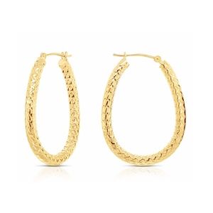 14K GOLD OVAL ALLIGATOR STYLE DC HOOP EARRINGS